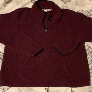 PINK Victoria’s Secret Burgundy Sherpa